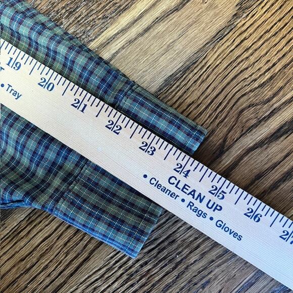 VTG LL Bean Long Sleeve Button Down Shirt Mens L Green Plaid Made in USA Outdoor - Picture 6 of 8